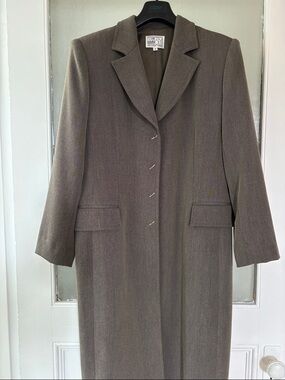 Taupe Long Tailored Blazer Coat, size 12